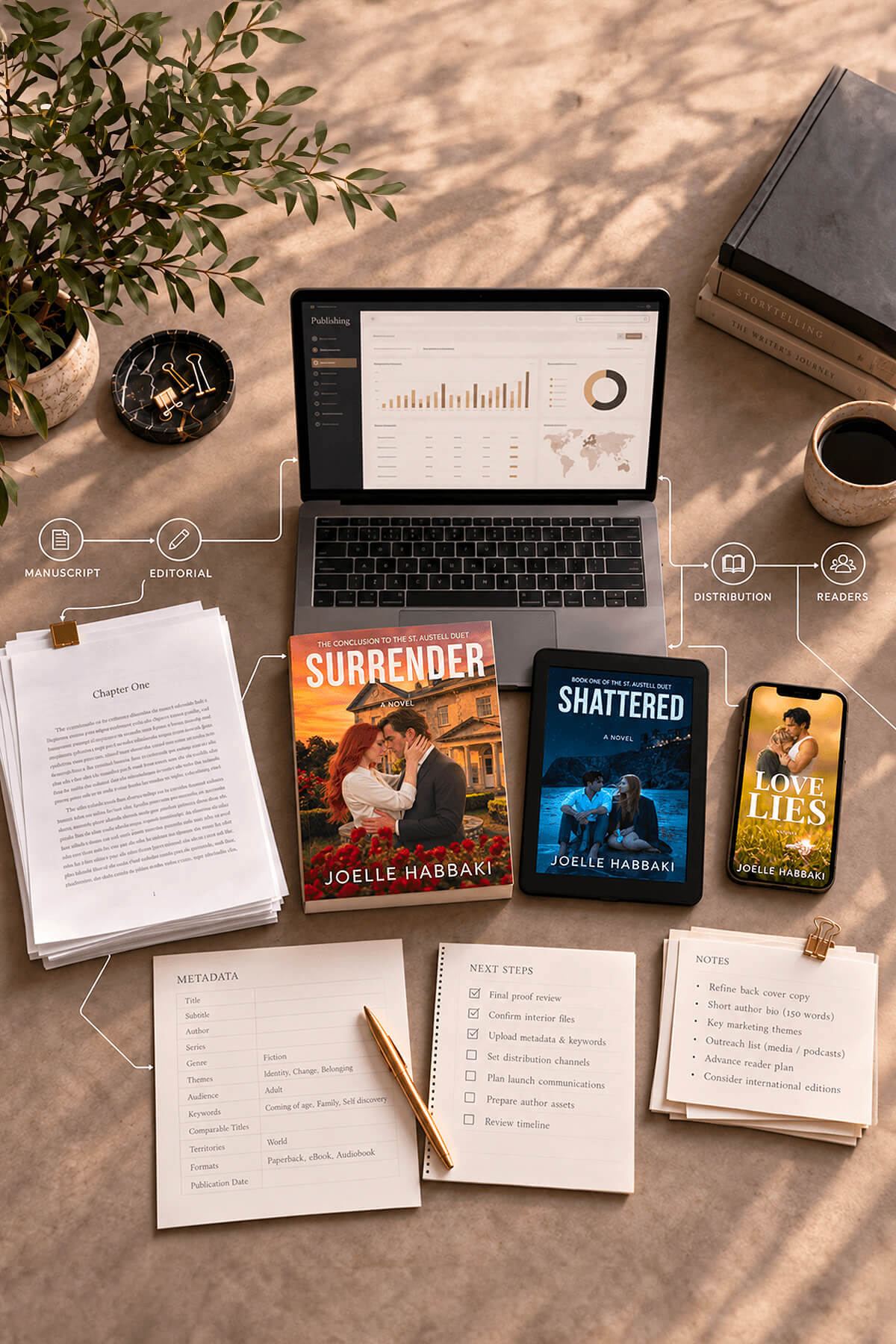 Publishing workflow with manuscript, books, digital editions, metadata and distribution