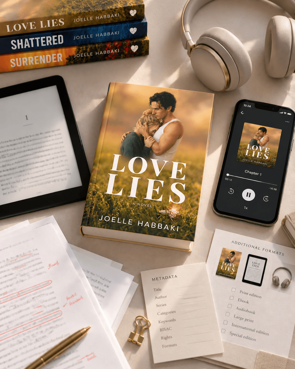 Audiobook edition playing on a phone with headphones
