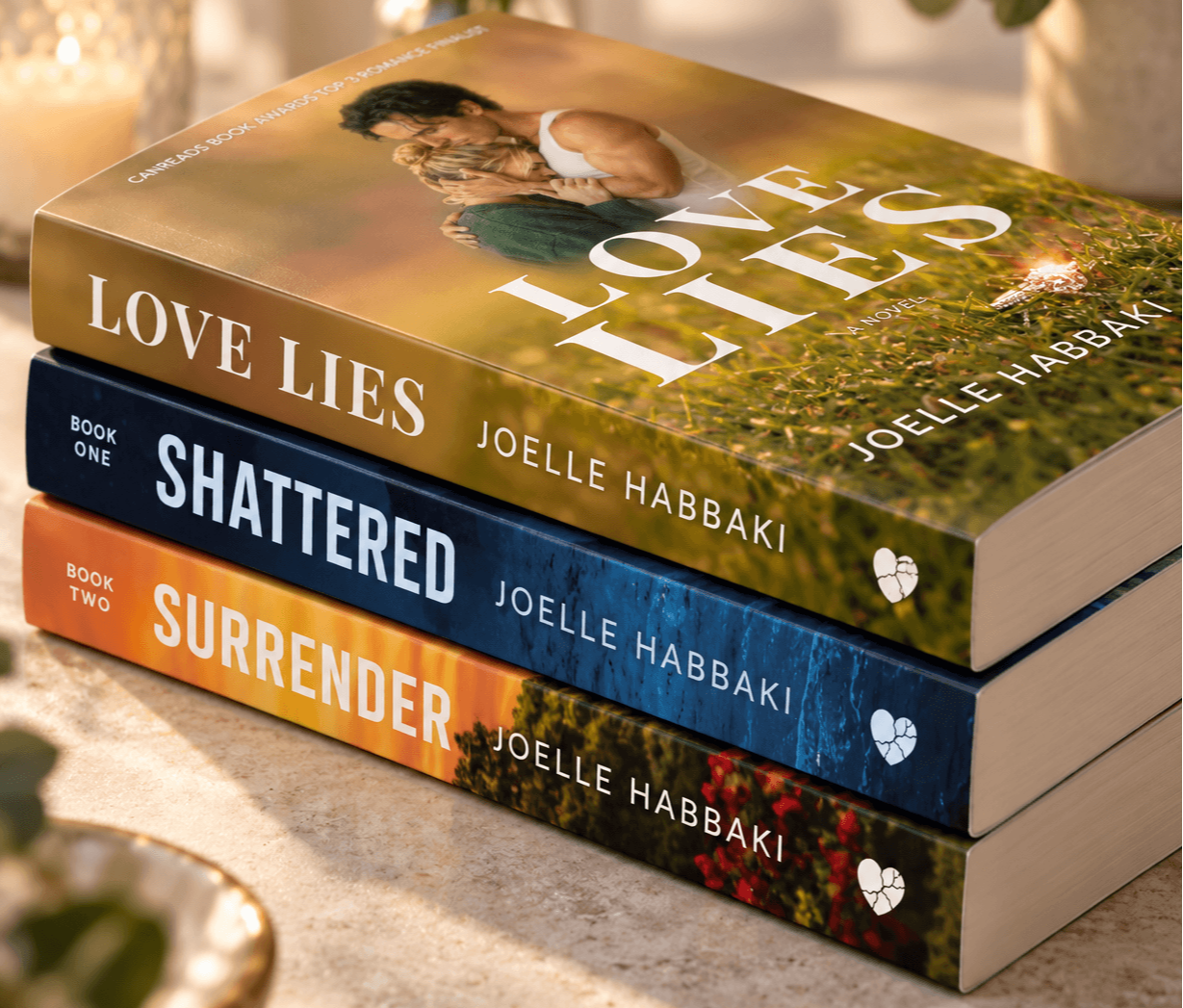 Resilient Heart Press books by Joelle Habbaki, Love Lies, Surrender, Shattered, St. Austell Duet, Contemporary Romance Novels