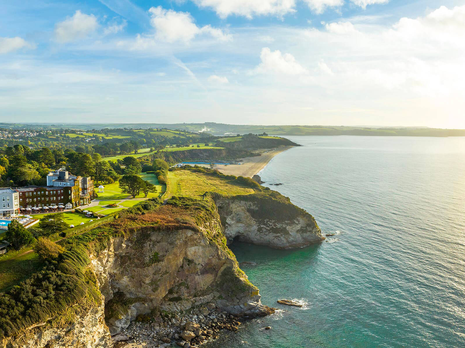 Carlyon Bay Hotel, Carlyon Bay Beach in Cornwall St. Austell for the St. Austell Duet contemporary romance